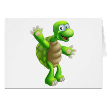 Cartoon Tortoise or Turtle Waving Greeting Card