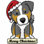 Cartoon Tri Australian Shepherd Christmas Ornament photo sculptures
