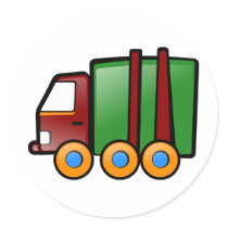 Cartoon Truck Round Sticker