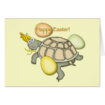 Cartoon turtle Easter bunny! Card