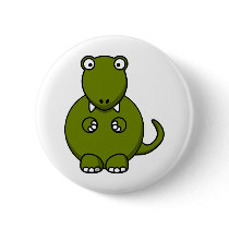 Cartoon tyannosaurus rex pinback button