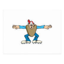 cartoon ump umpire calling SAFE Postcard