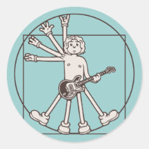 Cartoon Vitruvian Rocker Stickers