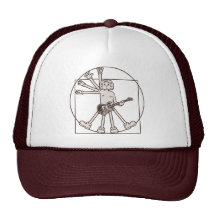 Cartoon Vitruvian Rocker Trucker Hat