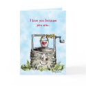 Cartoon Well Valentines Day Greeting cards