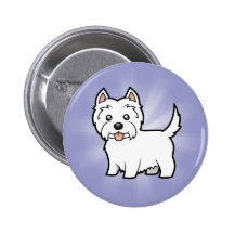 Cartoon West Highland White Terrier Pinback Button