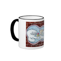 Cartoon Yeti and his Logo mugs