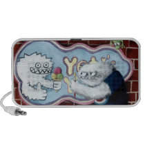 Cartoon Yeti and his Logo speakers