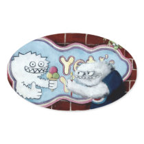 Cartoon Yeti and his Logo stickers
