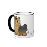 Cartoon Yorkshire Terrier (long hair with bow) Ringer Mug