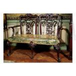 Carved sofa, with tapestry seat, similar to cards