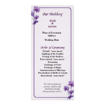 Cascade of Purple Orchids Wedding Program Personalised Rack Card