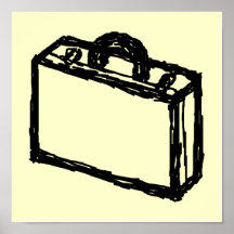 Case Sketch. Black and Cream. Suitcase, Briefcase Posters