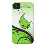 Casemate iPhone4 Lime Green Butterfly Black Swirls iPhone 4 Case