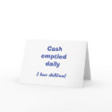 Cash emptied daily card