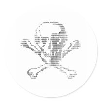 Cash Skull from Jolly Roger ascii art Sticker