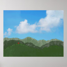 Casita Roja en las Montañas Canvas Print
