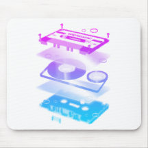 Cassette Explosion View - Music Tape Retro DJ Mouse Pads