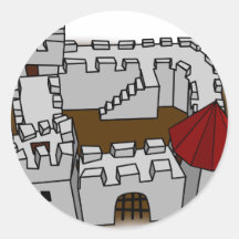 Castle Aerial View Round Sticker