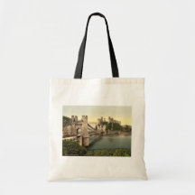 Castle and suspension bridge, Conway (i.e. Conwy), Canvas Bag