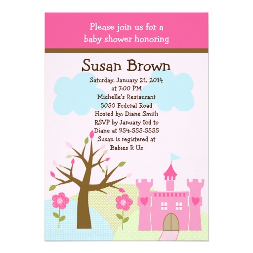 12.7 cm x 17.8 cm Princess Baby Shower Invitations