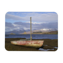 Castle Stalker with fishing boat in the Rectangle Magnets