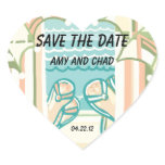 Casual Colourful Beach Save the Date Heart Sticker