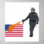 Casual Pepper Spray Cop with Flag in Colour Print