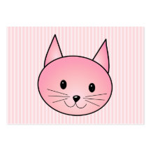 Cat. Adorable pretty pink kitty. Business Card Template