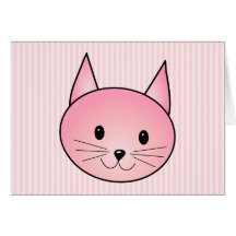 Cat. Adorable pretty pink kitty. Greeting Cards
