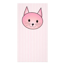 Cat. Adorable pretty pink kitty. Photo Card