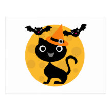 Cat and Bats Halloween T-shirts and Gifts Postcards