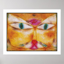 Cat and Bird - Abstract Art Poster Print