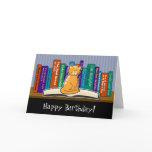 Cat and Books Birthday Card