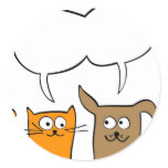 cat and dog round sticker