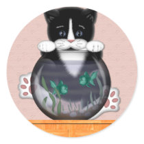 Cat and Fishbowl Sticker