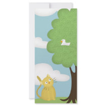 cat and his perching bird custom rack card