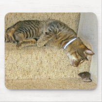 Cat and Mouse staring contest Mouse Pads