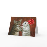 Cat and Rat Dancing Christmas Card