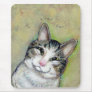 Cat art fun portrait My Middle Name is Trouble Mouse Pads