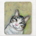 Cat art fun portrait My Middle Name is Trouble mousepads