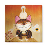 cat art - metal (5 elements) magnets