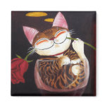 cat art- Red Red Wine magnets