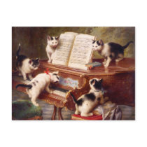 Cat Art: Vintage Art Print: The Kitten's Recital Post Card