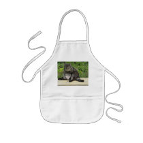 Cat 'Bram' on the table with a wine glass Aprons