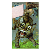 Cat Caught by the Tail Victorian Trade Card Business Card Template