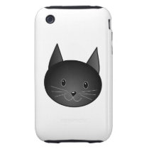 Cat. Cute black kitty. Tough Iphone 3 Case