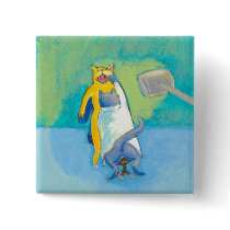 Cat Dentist fun unique whimsical illustration art Buttons