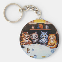 Cat Dinner Party Louis Wain Artwork Keychains