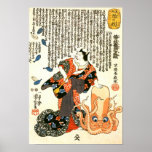 Cat Dressed As Woman With Octopus Poster